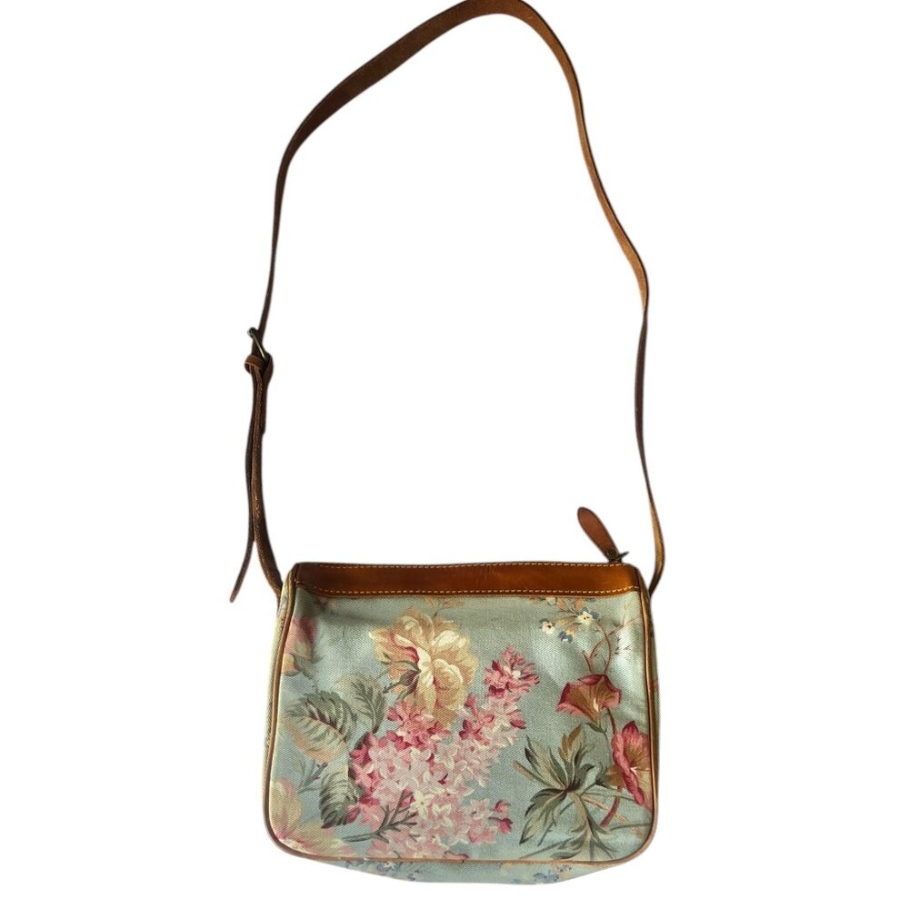 Ralph Lauren Floral Crossbody Vintage  Bag With Leather Trim & Adjustable Strap - Picture 7 of 16